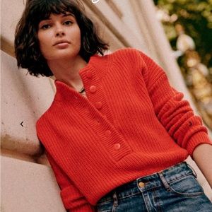 Sezane Lucas Jumper Sweater, Color- Coral (orange red), Size- Small, NWT
